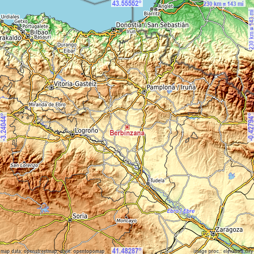 Topographic map of Berbinzana