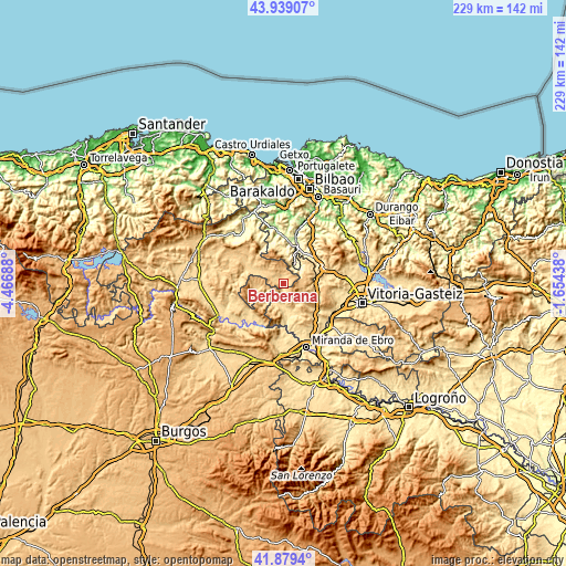 Topographic map of Berberana