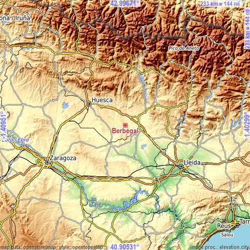 Topographic map of Berbegal