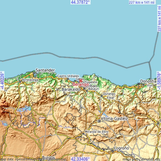 Topographic map of Berango