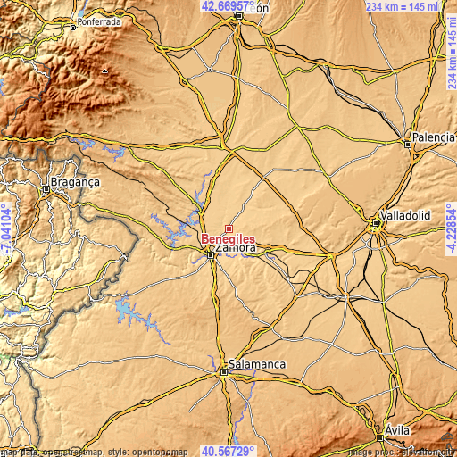 Topographic map of Benegiles