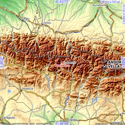 Topographic map of Benasque