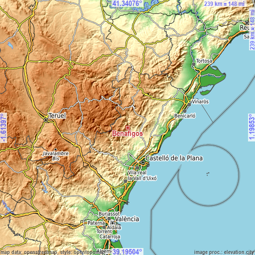 Topographic map of Benafigos