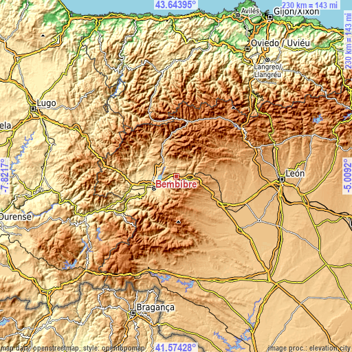 Topographic map of Bembibre