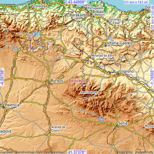 Topographic map of Belorado