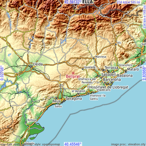 Topographic map of Bellprat