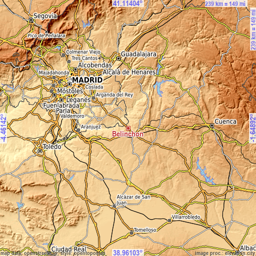 Topographic map of Belinchón