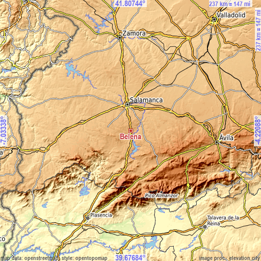 Topographic map of Beleña