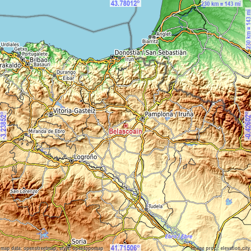 Topographic map of Belascoáin