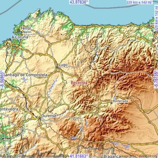 Topographic map of Becerreá