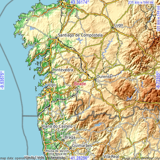 Topographic map of Beade