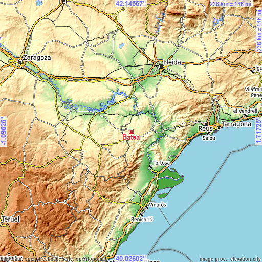 Topographic map of Batea