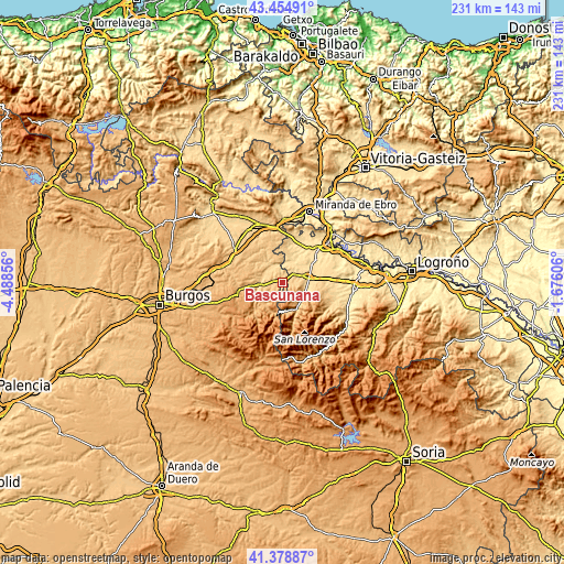 Topographic map of Bascuñana