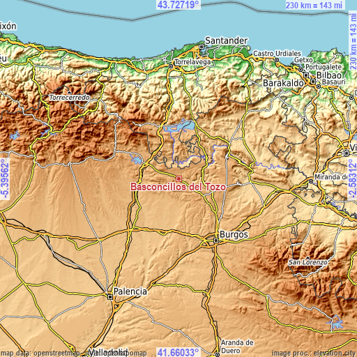 Topographic map of Basconcillos del Tozo