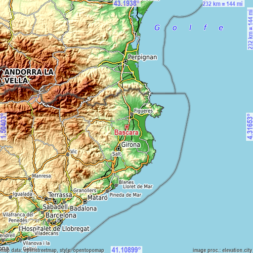 Topographic map of Bàscara