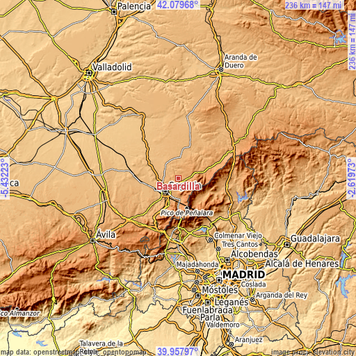 Topographic map of Basardilla