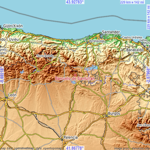 Topographic map of Barruelo de Santullán