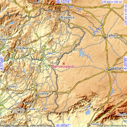 Topographic map of Barruecopardo