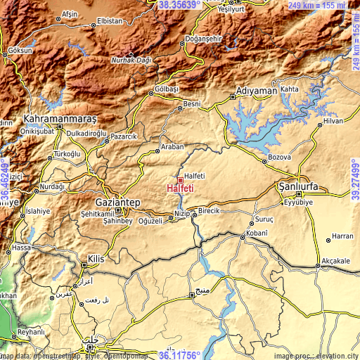 Topographic map of Halfeti