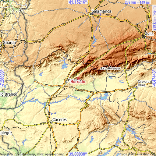 Topographic map of Barrado