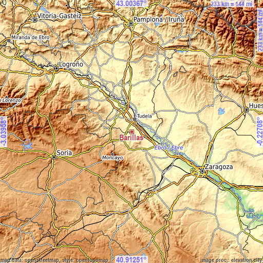 Topographic map of Barillas