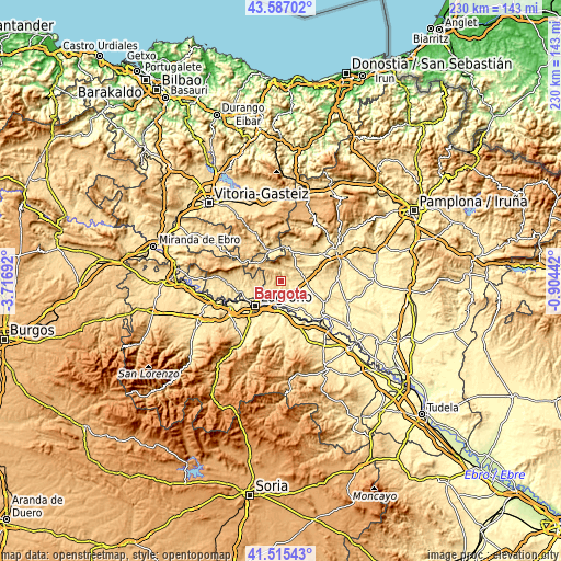 Topographic map of Bargota