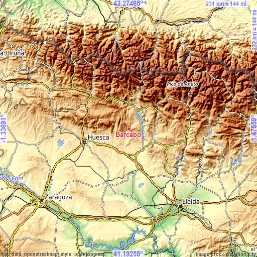 Topographic map of Bárcabo