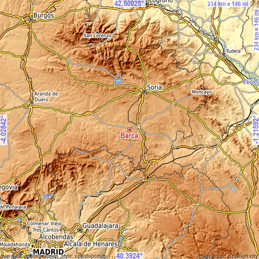 Topographic map of Barca