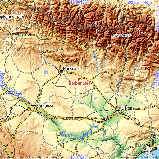 Topographic map of Barbuñales