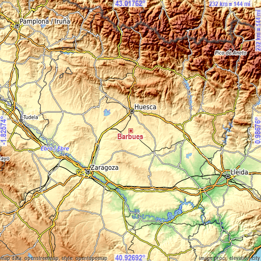 Topographic map of Barbués