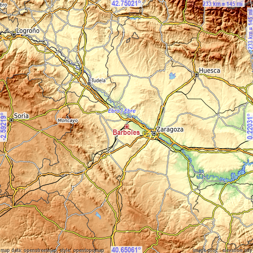 Topographic map of Bárboles