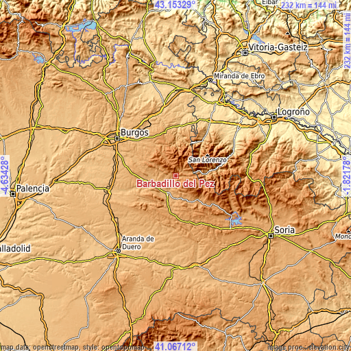 Topographic map of Barbadillo del Pez