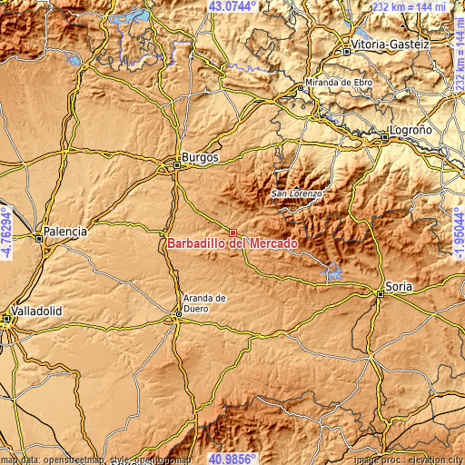 Topographic map of Barbadillo del Mercado