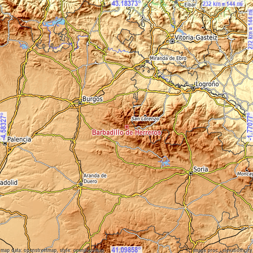 Topographic map of Barbadillo de Herreros