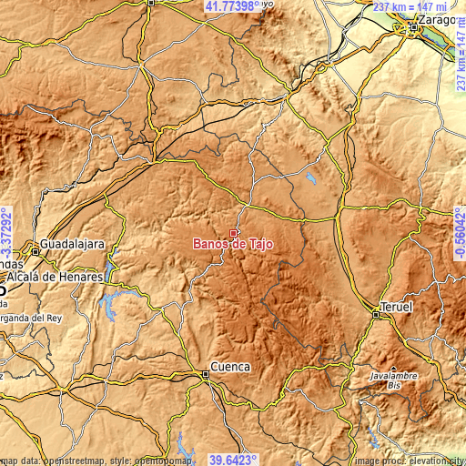 Topographic map of Baños de Tajo