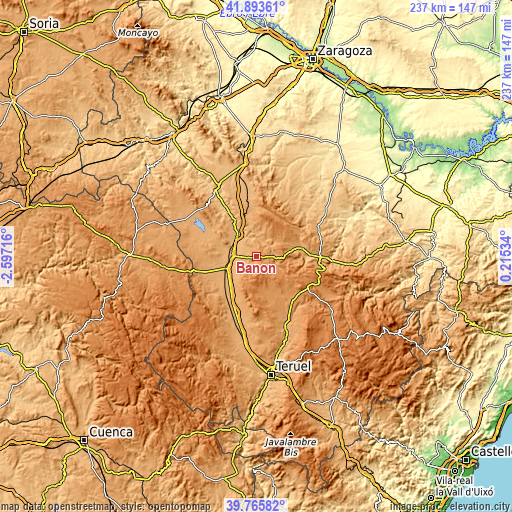 Topographic map of Bañón