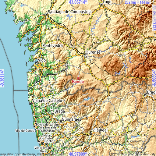 Topographic map of Bande