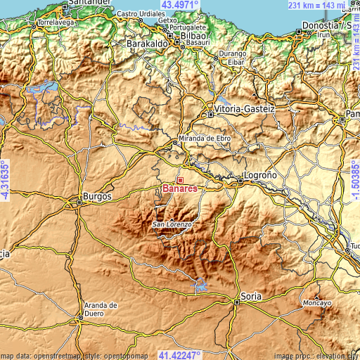 Topographic map of Bañares