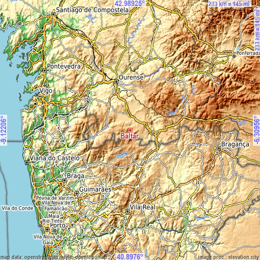 Topographic map of Baltar