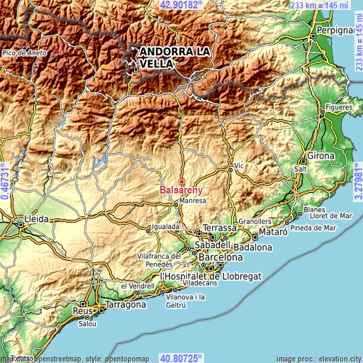 Topographic map of Balsareny