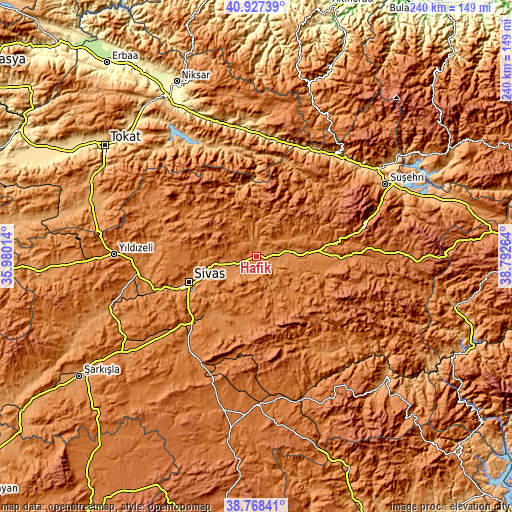 Topographic map of Hafik