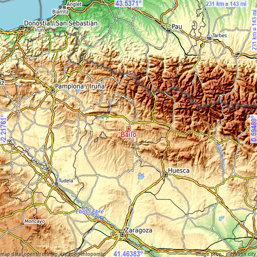 Topographic map of Bailo