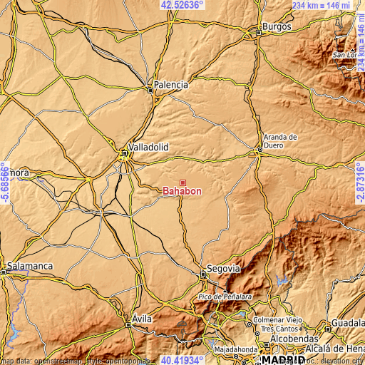 Topographic map of Bahabón