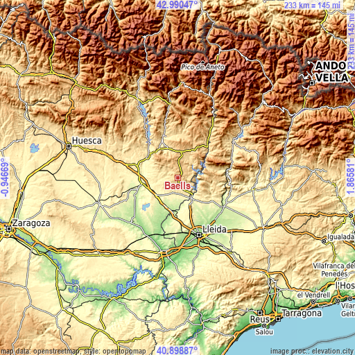 Topographic map of Baells