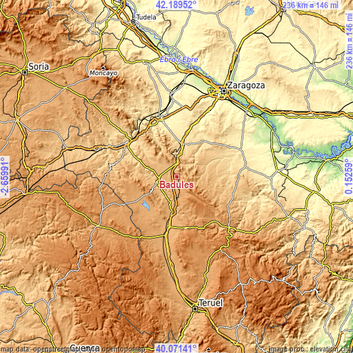 Topographic map of Badules