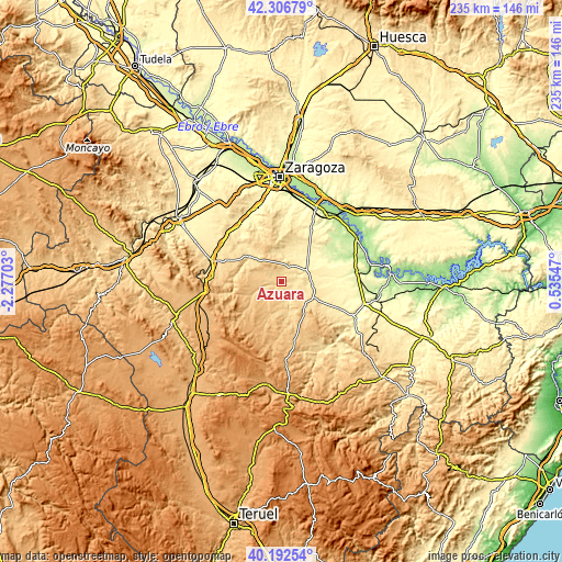 Topographic map of Azuara