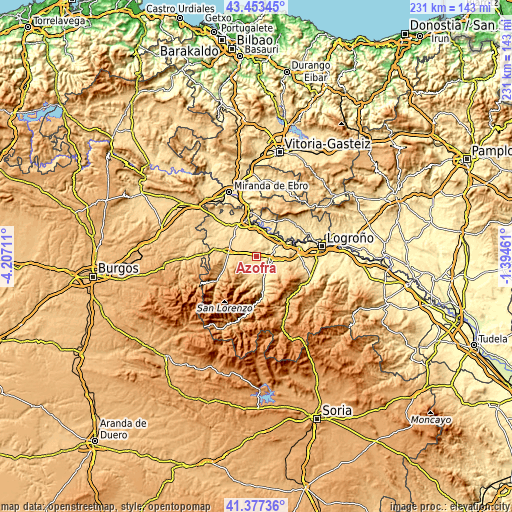 Topographic map of Azofra