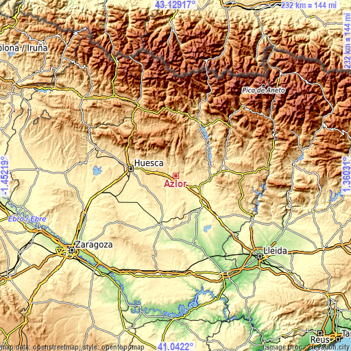 Topographic map of Azlor