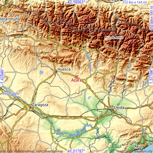 Topographic map of Azara