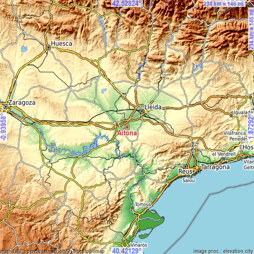 Topographic map of Aitona